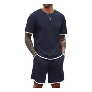 Conjunto de Camiseta y Pantalones Cortos para Hombre, Cuello Redondo, Color Sólido, Tejido Transpirable, Ropa Casual de Verano 2026, Venta al Por Mayor - Product Image 2