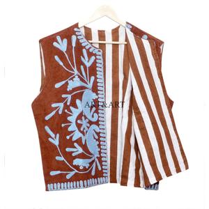 Chaqueta informal de verano/invierno para mujer, estilo indio, de algodón cotrize con bordado floral, con chaleco sin mangas para dama de honor. - Product Image 5