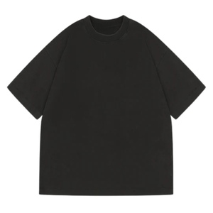T-shirt Homme Noir Coupe Ample Manches Courtes Col Rond Coton Streetwear Basique Super Lourd Vente en Gros - Product Image 1