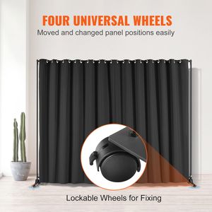 Portatile 8 ft X 10 ft schermo Privacy nero divisore camera con ruote divisore tenda Stand per ufficio camera da letto sala da pranzo studio - Product Image 4