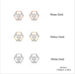 ต่างหูเพชรเพาะเลี้ยงทรงกลม ทองคำ 14k สีโรสโกลด์ เครื่องประดับหรูหราสำหรับผู้หญิง ราคาต่างหูเพชร เพชร - Product Image 2