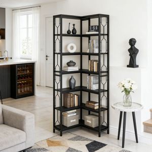 Libreria in Legno Stile Cinese Moderno, Alta e Salvaspazio, Pieghevole per Ufficio, Casa, Soggiorno o Hotel - Product Image 1