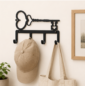 Vintage Skeleton <b>Key</b> Shape Metal <b>Key</b> Holder <b>For</b> <b>Wall</b> Decorative Black Iron <b>Wall</b>-Mounted <b>Key</b> <b>Rack</b> With 4 Sturdy Hooks Rust-Proof - Product Image 2