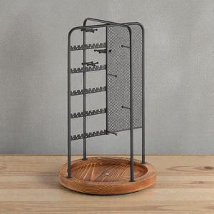 Organizador de Joyas Giratorio de 360 Grados Contemporáneo con Panel de Malla, Ganchos y Bandeja, Gran Capacidad, Almacenamiento Sin Enredos - Product Image 2