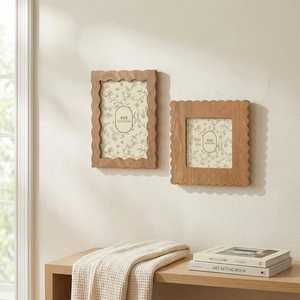 <b>Solid</b> Wood Picture Frame, Scalloped <b>Wooden</b> Photo Frame, Single Frame or Set of 2, Handcrafted Wood <b>Desk</b> Decor, 4x4 4x6 Frame - Product Image 4