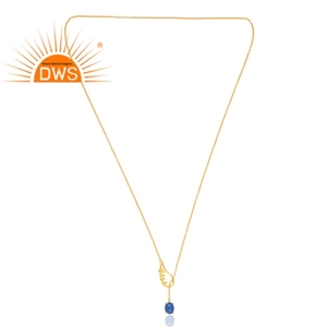 Nuevo diseño de tendencia plata esterlina chapada en oro azul Calcedonia piedra preciosa colgante collar Demi joyería fina - Product Image 3