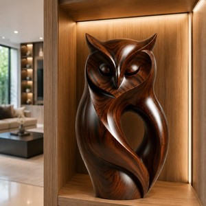 Fabulosa Escultura de Búho de Madera Hecha a Mano, Figura Animal Moderna, Decoración de Mesa, Adorno para Sala de Estar - Product Image 6