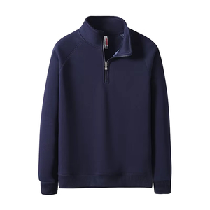 <b>Men's</b> <b>Grey</b> <b>Fleece</b> Quarter Zip Sweatshirt Regular Fit Long Sleeve Stand Collar Casual Autumn Wear - Product Image 2