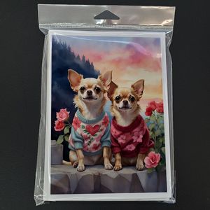 Whimsical Chihuahua Two Hearts A7 Tarjetas de felicitación Paquete de 8 tarjetas de nota en blanco con sobres Tamaño 5x7 - Product Image 3