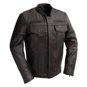 Veste en cuir d'hiver pour homme de qualité supérieure, tendance, avec col montant et logo frontal – Vente en gros - Product Image 3