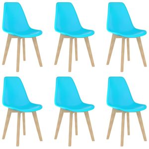 Juego de 6 Sillas de Comedor de Polipropileno Azul con Diseño Ergonómico de Madera de Haya - Product Image 1
