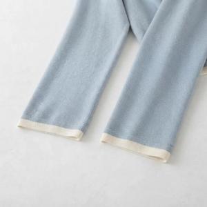 <b>Women's</b> O-Neck Long Sleeve Knitted <b>Sweatshirt</b> Solid Color Casual Cotton Blend Breathable Autumn Wear Gray Blue <b>Black</b> <b>Sweatshirt</b> - Product Image 5
