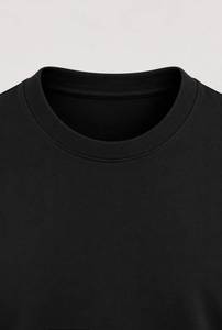 <b>Men's</b> <b>Black</b> O-Neck Short Sleeve <b>Slim</b> Solid Plain Dyed Casual Jersey T-<b>Shirt</b> 100% Polyester Anti-Shrink Anti-Wrinkle 140 Grams - Product Image 2