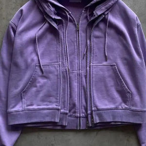 Sweat à capuche triple couche zippé, effet délavé, design personnalisé, couleur unie, style streetwear, avec triple fermeture éclair - Product Image 3