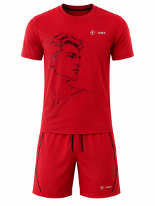 Conjunto Deportivo de Verano para Hombre, Camiseta y Pantalones Cortos de Secado Rápido, Tejido de Poliéster, Cuello Redondo, Estampado Geométrico, Última Moda, Alta Calidad - Product Image 1