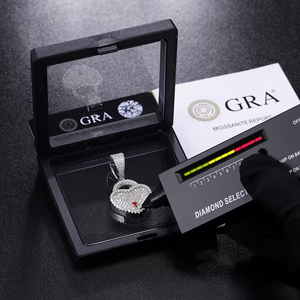 Collier Pendentif Cœur en Argent Sterling 925 pour Femme avec Diamant Moissanite Taille Brillant, Style Hip Hop, Fête, Punk, Tendance - Product Image 4