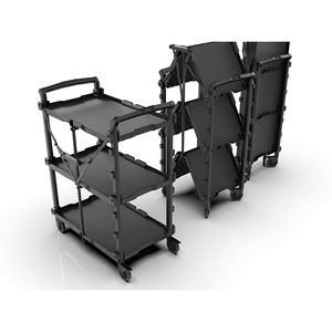 Carrello Pieghevole Multiuso Nero XL - Carrello Portaoggetti Moderno in Metallo e Plastica per Casa, Ufficio, Cucina, Garage - Product Image 3