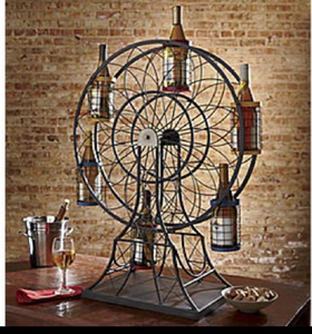 Elegante soporte de metal arqueado de 3 niveles para vino con una elegante asa superior para transportarlo. Disponible a precios de mayorista. - Product Image 2