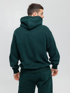 Dark Green Oversized Hoodie & <b>Jogger</b> Tracksuit <b>Set</b>. Fleece Hooded Sweatshirt & Pant. Streetwear <b>Matching</b> <b>Set</b>. OEM Manufacturer - Product Image 2