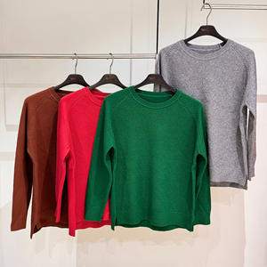 High Quality Women's Autumn Winter Knitted Pullover Outfit Long Sleeve Crewneck Decorated in Red <b>Brown</b> Green Grey - Product Image 2