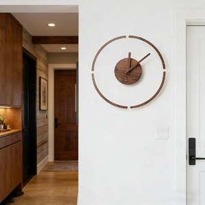 Horloge murale en bois minimaliste de haute qualité, ronde, analogique, à quartz, silencieuse, décoration de salon - Product Image 3