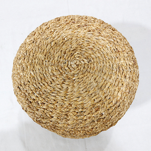 Handcrafted <b>Round</b> <b>Pouf</b> Stool Made of Plant Fiber Bohemian Style Ottoman for Living Room Decor - Product Image 6