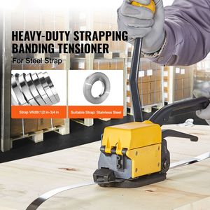 Tendinastro Manuale 3-in-1 per Reggiatura in Acciaio da 1/2 e 3/4 Pollici, con Funzioni di Tensionatore, Crimpatrice e Taglierina, per Imballaggio - Product Image 2