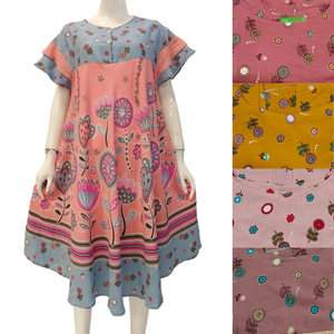 Camisón de Rayón con Cuello Cuadrado y Cintura Elástica para Mujer, con Mangas Cortas en Capas, para Verano, por Chrysanta - Product Image 5