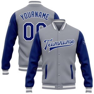 Gray Royal <b>White</b> Custom Varsity <b>Jacket</b> Full Snap Two Tone Letterman <b>Jacket</b> Bomber <b>Jacket</b> For <b>Men</b> Casual Baseball Team <b>Jacket</b> - Product Image 1