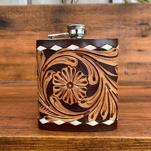 ขวดไวน์สแตนเลส7ออนซ์กลางแจ้งสำหรับผู้ชายขวดสะโพกทำจากหนังวัวกำหนดเองขายส่ง - Product Image 6