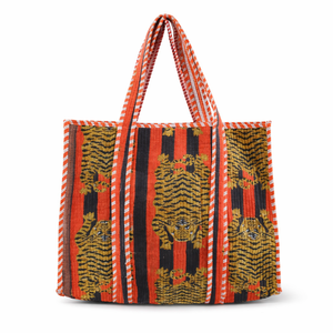 Sac fourre-tout en coton bohème Le Souvenirs Lady Ornange avec fermeture éclair, poches intérieures, léger, taille 18 pouces - pour le shopping, les voyages, etc. - Product Image 1