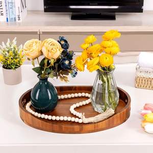 Bandeja Decorativa de Madera para Servir Café, Mesa Auxiliar Otomana de Madera Natural, Tablero de Exhibición para Sala de Estar, Entretenimiento y Decoración del Hogar - Product Image 6