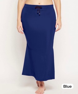 Jupe droite pour femme, couleur unie, taille élastique avec cordon de serrage, longueur cheville, bleue, confortable, en tricot, spandex, polyester - Product Image 1