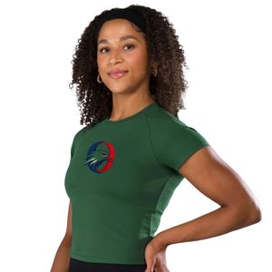 Camiseta Deportiva Ajustada de Algodón Verde Oscuro para Mujer, Camiseta de Gimnasio, Ropa Deportiva, Entrenamiento Atlético, Ejercicio, Deporte, Manga Corta - Product Image 3