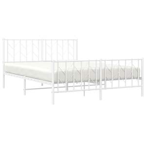 Cadre de lit king size en acier blanc, lit rectangulaire en métal - Product Image 3