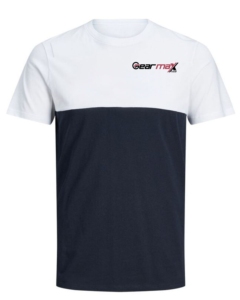 Camiseta Casual de Manga Corta, Blanca y Azul Marino, Cuello Redondo, Corte Regular, Transpirable, de Algodón Jersey, con Logotipo Personalizable, Corte Holgado - Product Image 1