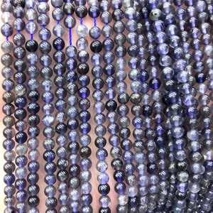 Perles de pierre d'iolite naturelle, perles rondes en cristal bleu, pour la fabrication de bijoux, artisanat DIY - Product Image 5