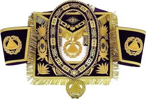 Nouvel ensemble complet de regalia maçonniques de style Grand Maître, avec tablier en peau d'agneau, bijou offert, collier et manchette à chaîne, et étuis rigides bleus souples. - Product Image 4