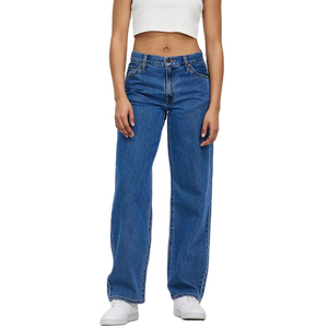 Jeans de Mezclilla de Cintura Alta y Pierna Recta, Lavado Medio, Corte Holgado, Pantalones Casuales de Algodón para Mujer, Estilo Primavera 2026 - Product Image 1