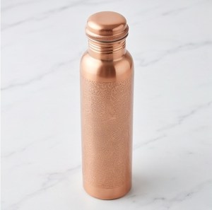Botella de agua de cobre grabada con láser, patrón tradicional chino, tapa de rosca, frasco de metal - Product Image 2