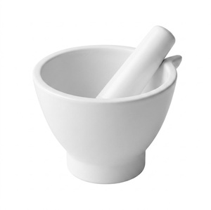 Juego de Mortero y Pilón de Alta Calidad en Blanco y Bronce con Base de Latón, Molinillo de Hierbas y Especias de Hierro Resistente para Uso en la Cocina - Product Image 3