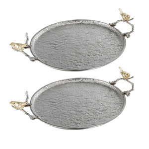 Luxury Textured <b>Gold</b> Metal Rectangle Serving <b>Tray</b> with Handles Decorative <b>Coffee</b> <b>Table</b> Storage Platter - Product Image 5