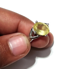 Natural Lemon Quartz Faceted Stone <b>Ring</b> 925 Solid Starling Silver <b>Ring</b> Amazing Color Lemon Stone Gift Birthstone <b>Ring</b> Jewelry - Product Image 5
