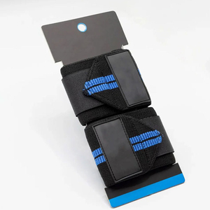 Attelles de poignet réglables en néoprène avec fermeture auto-agrippante pour la musculation et l'entraînement de force, unisexe, motif rayé bleu et noir - Product Image 2