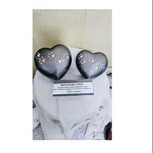 Brass White Heart <b>Pet</b> <b>Urn</b> Golden Silver Paws American Style Handmade Eco-Friendly Durable 200-220 Cubic Inch Capacity Cremation - Product Image 1