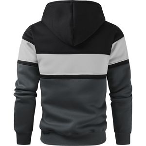 Sweat-shirt à capuche oversize pour homme, color-block, avec logo frontal, streetwear d'hiver, avec poche, en molleton 100% coton - Product Image 4