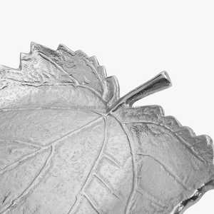 Plateau de service en argent poli, matériau organique, fait main, écologique, magnifique design en forme de feuille, décoration d'Halloween pour la maison, toutes tailles - Product Image 4
