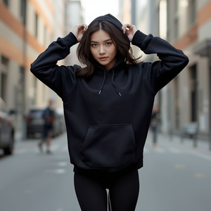 เสื้อฮู้ดแบบสวม Unisex น้ำหนัก 370 กรัม ผลิตจากผ้าโพลีเอสเตอร์/ไนลอน ฟลีซ กันน้ำ ระบายอากาศได้ดี ทรงโอเวอร์ไซส์ อุ่นสบายสำหรับฤดูหนาว มีกระเป๋าเสื้อ - Product Image 1