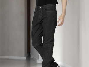 Jean droit coupe classique pour homme, 100 % coton extensible, grande taille, motif Paisley gothique uni - Product Image 3