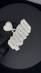 Personalizado Iced Out Vvs Moissanite Pass Diamond Tester 925 Plata letra nombre en forma de corazón hebilla colgante joyería fina para hombres y mujeres - Product Image 3